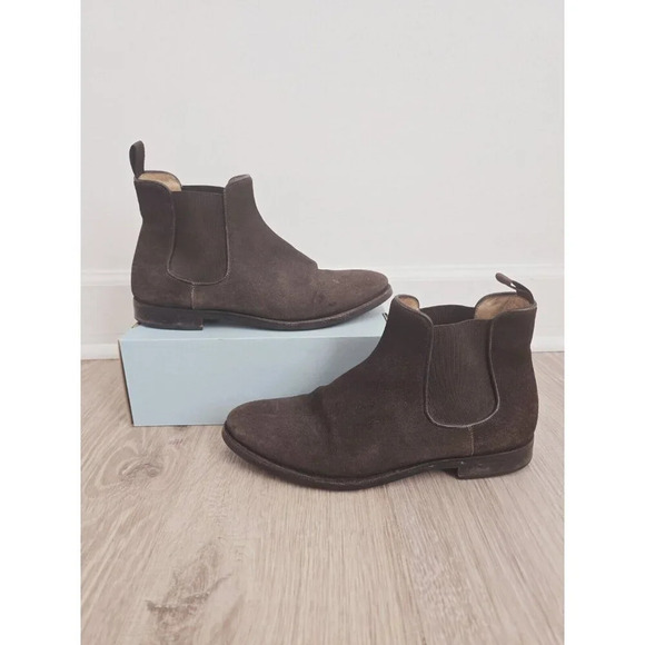 Suitsupply Chelsea Brown Suede Leather Italy Above Ankle Pull On Boots Shoe 8 41 - Picture 1 of 13